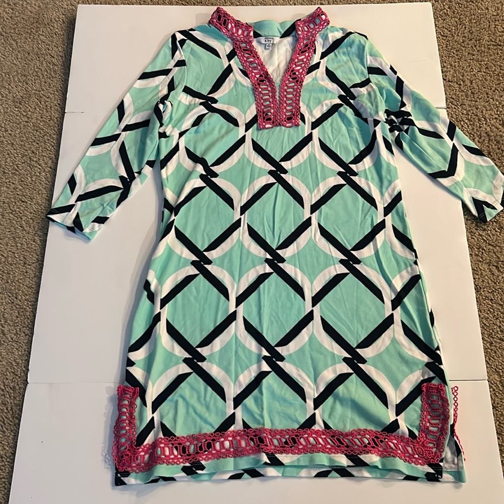 Crown & Ivy dress with pink embroidery